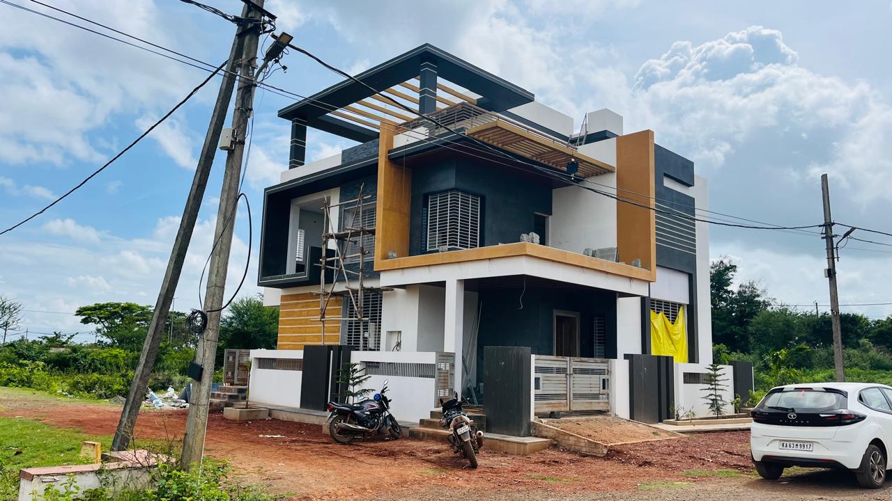 Commercial Building Frontage in Hubli Dharwad Karnataka - Modern glass-front commercial complex elevation.