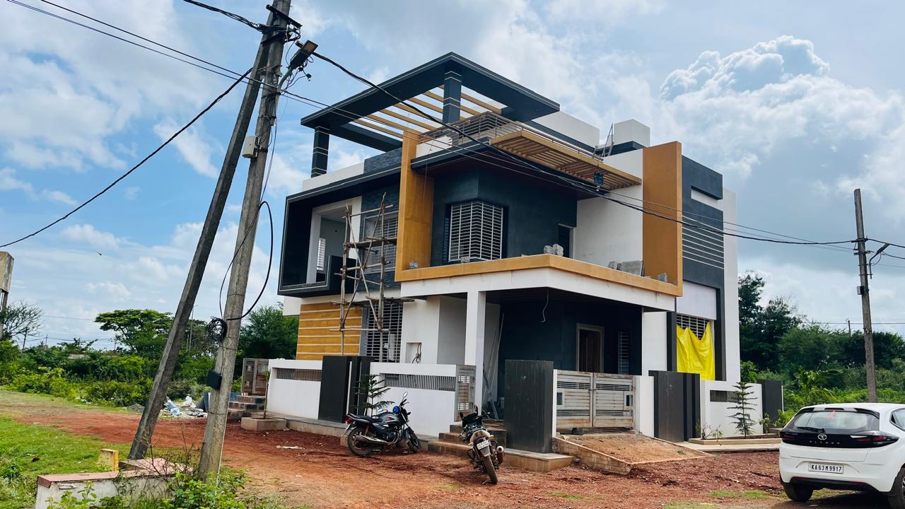 Modern Villa Exterior in Hubli Dharwad Karnataka - Stunning modern villa front elevation in Hubli.